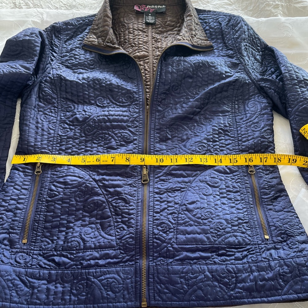 Peck & Peck Egyptian Blue(purplish) Long Sleeve Front Zip Light Weight Jacket - Picture 6 of 14